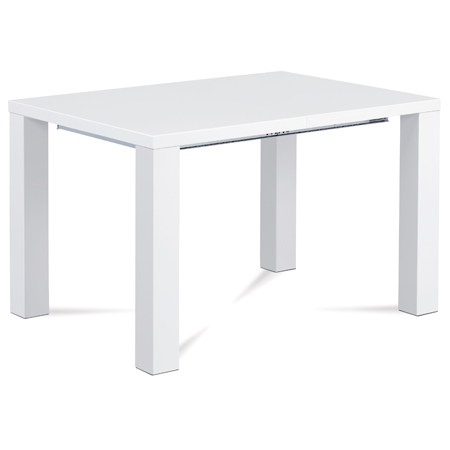 Jídelní stůl rozkládací 120+40x90 cm, vysoký lesk bílý - AT-3009 WT