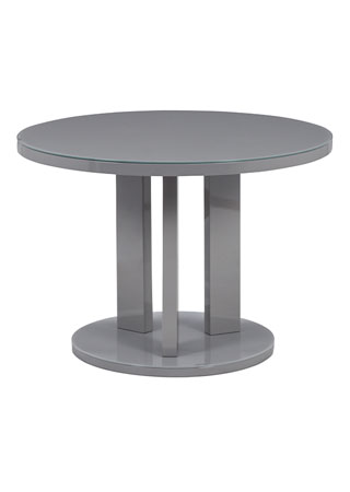 Jídelní stůl pr. 108 cm, sklo šedé + MDF šedá