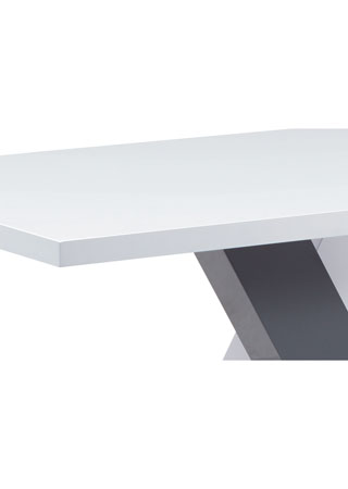 Jídelní stůl 140x80, bílá MDF vysoký lesk - AT-4005 WT