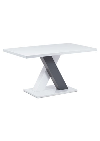 Jídelní stůl 140x80, bílá MDF vysoký lesk - AT-4005 WT
