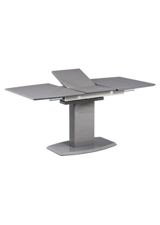 Jídelní stůl 120+40x80 cm, šedé sklo + šedá MDF