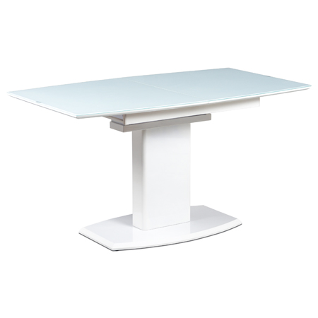 Jídelní stůl 140+40x80 cm, bílé sklo + bílá MDF - AT-4012 WT