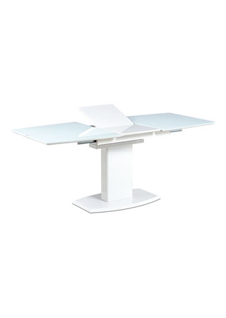 Jídelní stůl 140+40x80 cm, bílé sklo + bílá MDF - AT-4012 WT