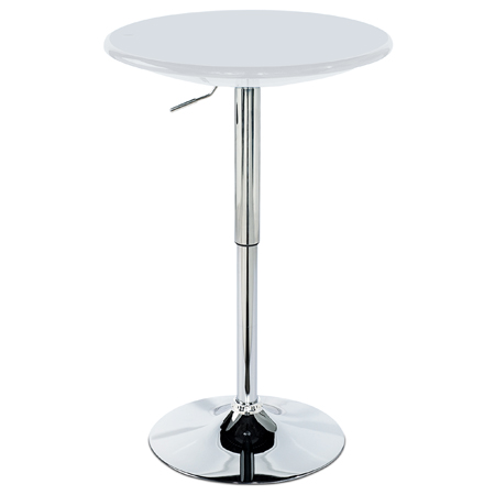 Barový stůl, bílý plast, chromová výškově nastavitelná podnož - AUB-4010 WT