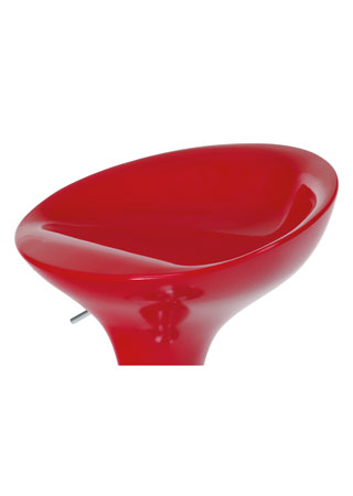 Barová židle, červený plast, chromová podnož, výškově nastavitelná - AUB-9002 RED