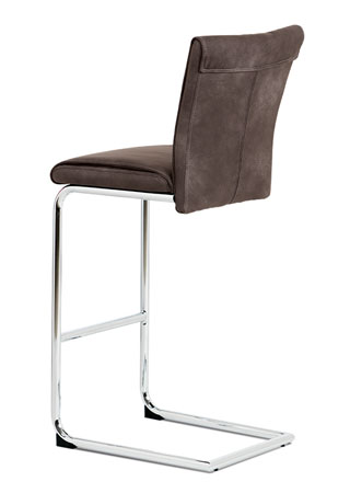 Barová židle, hnědá ekokůže v dekoru vintage kůže, chromovaná pohupová podnož - BAC-192 BR