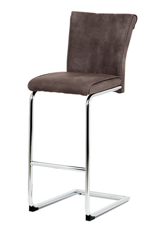 Barová židle, hnědá ekokůže v dekoru vintage kůže, chromovaná pohupová podnož - BAC-192 BR