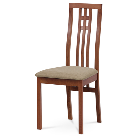 Jídelní židle, masiv buk, barva třešeň, látkový béžový potah - BC-2482 TR3