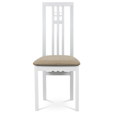 Jídelní židle, masiv buk, barva bílá, látkový béžový potah - BC-2482 WT