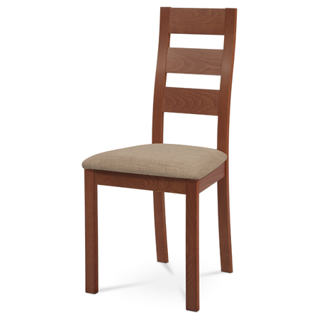 Jídelní židle, masiv buk, barva třešeň, látkový béžový potah - BC-2603 TR3
