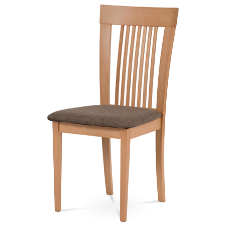 Jídelní židle, masiv buk, barva buk, látkový hnědý potah - BC-3940 BUK3