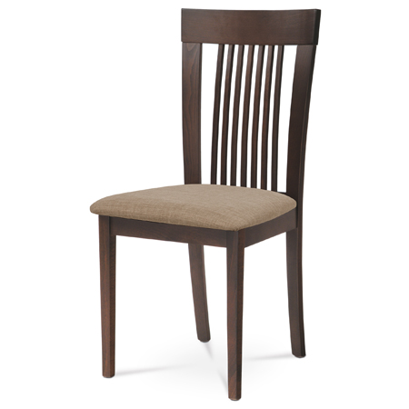 Jídelní židle, masiv buk, barva ořech, látkový béžový potah - BC-3940 WAL