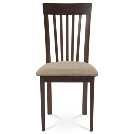 Jídelní židle, masiv buk, barva ořech, látkový béžový potah - BC-3950 WAL