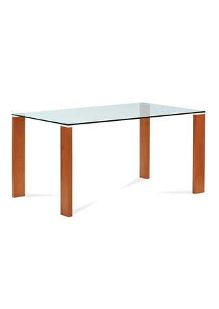 Jídelní stůl 150x90 cm, barva třešeň / sklo