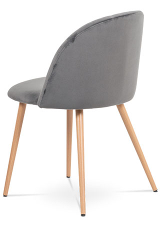 Jídelní židle - šedá sametová látka, kovová podnož, 3D dekor buk - CT-381 GREY4