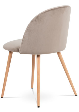 Jídelní židle - lanýžovásametová látka, kovová podnož, 3D dekor buk - CT-381 LAN4