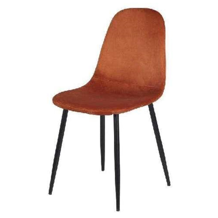Jídelní židle, potah oranžová sametová látka, kovové nohy, černý matný lak