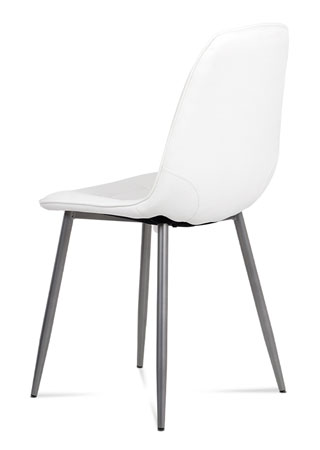Jídelní židle, bílá ekokůže, kov antracit - CT-393 WT