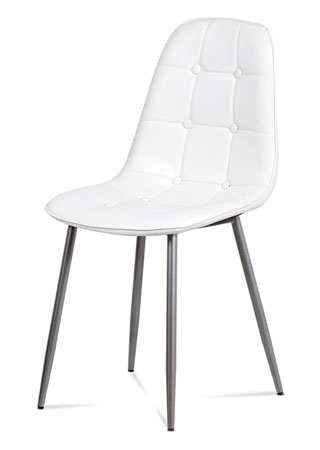 Jídelní židle, bílá ekokůže, kov antracit - CT-393 WT