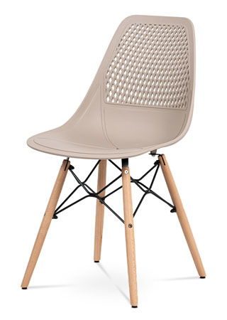 Jídelní židle - cappuccino plast, masiv buk, přírodní odstín, kov černý matný la - CT-521 CAP
