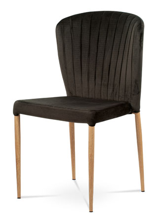Jídelní židle, šedá sametová látka, kovová podnož, 3D dekor dub - CT-614 GREY4