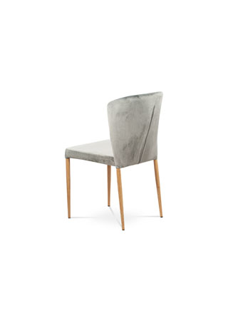Jídelní židle, stříbrná sametová látka, kovová podnož, 3D dekor dub - CT-614 SIL4
