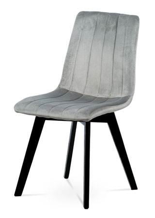 Jídelní židle, stříbrná sametová látka, masivní bukové nohy, černý matný lak - CT-617 SIL4