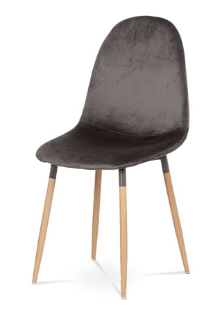 Jídelní židle, šedá sametová látka, kov dekor buk - CT-622 GREY4