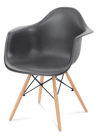 Jídelní židle, tmavě šedý plast, masiv buk, přírodní odstín, černé kovové výztuh - CT-719 GREY1