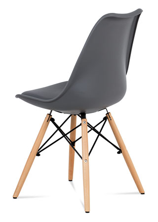 Jídelní židle šedý plast / šedá koženka / natural - CT-741 GREY