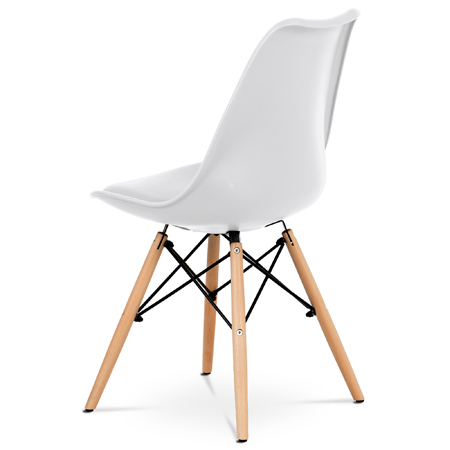 Jídelní židle bílý plast / bílá koženka / natural - CT-741 WT