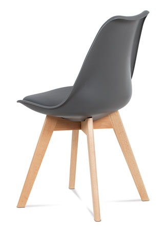 Jídelní židle, plast šedý / koženka šedá / masiv buk - CT-752 GREY