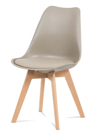 Jídelní židle, plast latté / koženka latté / masiv buk - CT-752 LAT