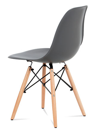 Jídelní židle, plast šedý / masiv buk / kov černý - CT-758 GREY