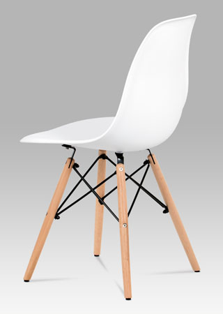 Jídelní židle, plast bílý / masiv buk / kov černý - CT-758 WT