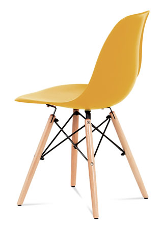 Jídelní židle, plast žlutý / masiv buk / kov černý - CT-758 YEL