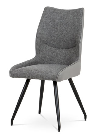 Jídelní židle koženka šedá + látka / černá kov