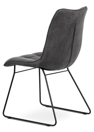 Jídelní židle, potah šedá látka v dekoru vintage kůže, kovová podnož, matný čern - DCH-414 GREY3