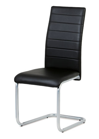 Jídelní židle, koženka černá / šedý lak - DCL-102 BK