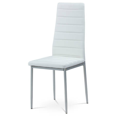 Jídelní židle koženka bílá / šedý lak - DCL-117 WT
