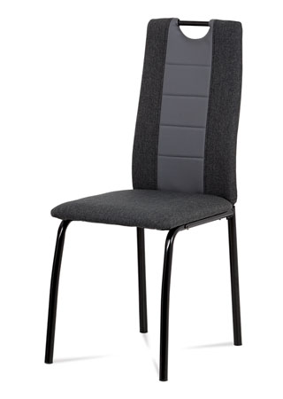 Jídelní židle, látka antracit + šedá ekokůže, kov matná černá - DCL-399 GREY