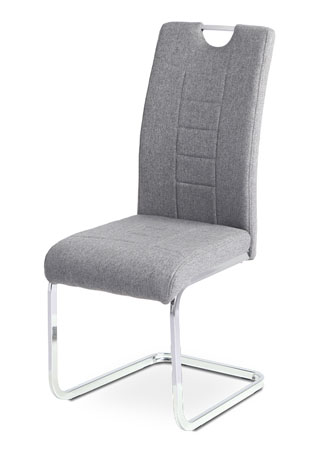 Jídelní židle, šedá látka, kovová pohupová chromovaná podnož - DCL-404 GREY2