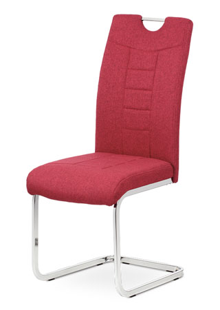 Jídelní židle, červená látka, kovová pohupová chromovaná podnož - DCL-404 RED2