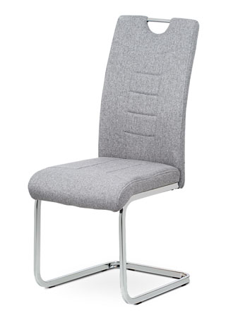 Jídelní židle, stříbrná látka, kovová pohupová chromovaná podnož - DCL-404 SIL2