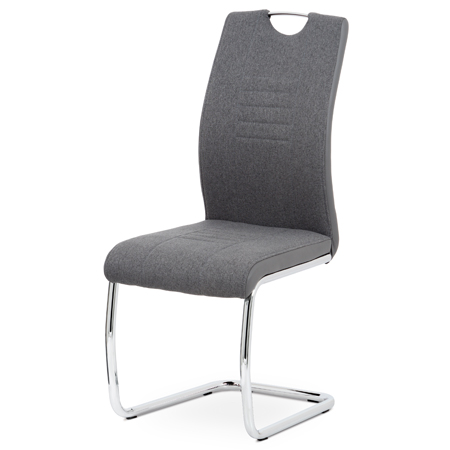 Jídelní židle, šedá látka-ekokůže, chrom - DCL-405 GREY2