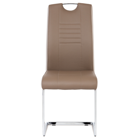 Jídelní židle chrom / koženka coffee + cappucino boky - DCL-406 COF