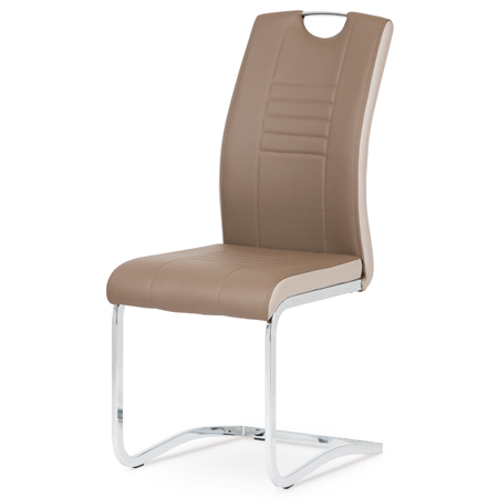 Jídelní židle chrom / koženka coffee + cappucino boky - DCL-406 COF