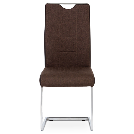 Jídelní židle chrom / hnědá látka + hnědá koženka - DCL-410 BR2