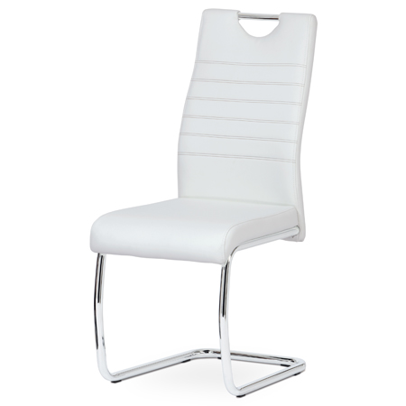 Jídelní židle koženka bílá / chrom - DCL-418 WT