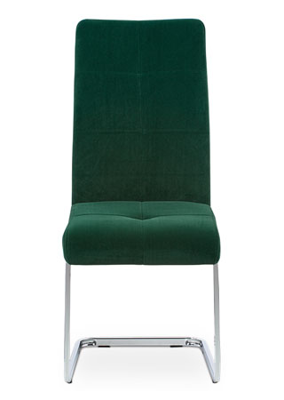 Jídelní židle, potah lahvově zelená sametová látka, kovová pohupová chromovaná p - DCL-440 GRN4